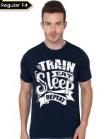 Train Eat Sleep Dark Blue Tee