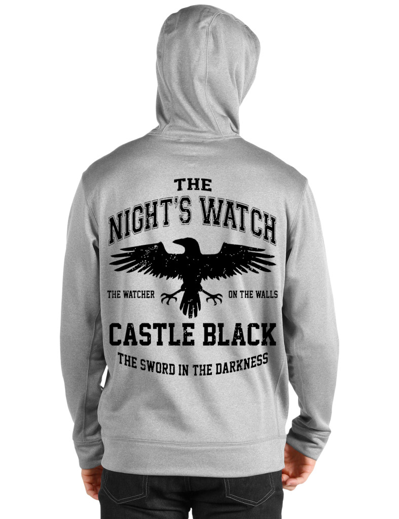 nights watch grey hooded sweatshirt back