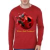 Call Me Deadpool Red Full Sleeve Tee