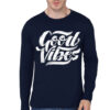 Positive Vibes Navy Blue Full Sleeve Tee