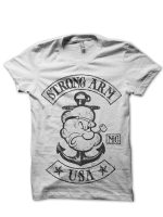 Strong Arm Popeye White Tee