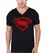 Superman Black V-Neck T-Shirt