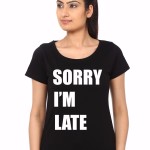 Sorry I Am Late Girls Black Party T-Shirt