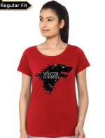 Winter Is Coming Girls Red T-Shirt