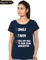 Supernatural Navy Blue Girls T-Shirt