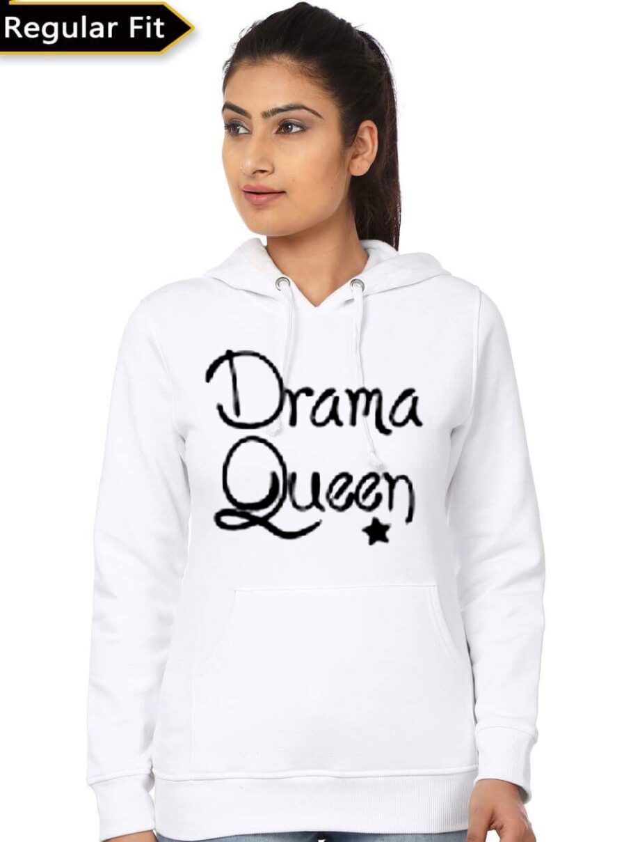 Drama Queen White Girls Hoodie