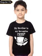 My Brother Is My Favourite Chef Black Kids T-Shirt