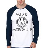 Valar Morghulis White And Navy Blue Raglan T-Shirt