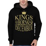 Kings Are Born In December Black Hooded Sweatshirt