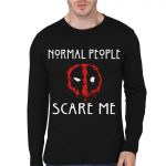 Normal People Scare Me Deadpool Black Full Sleeve T-Shirt