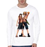 One Piece White Full Sleeve T-Shirt