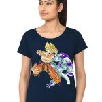 Goku Vs Frieza Navy Blue Girl's T-Shirt