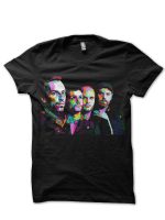 Colourful Coldplay Black T-shirt