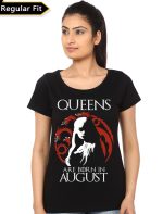 Queens Are Born In August Girls Black T-Shirt