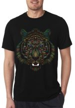 Artistic Tiger Face Black T-Shirt