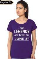 Legends Are Born On June 5th Purple Girl's T-Shirt