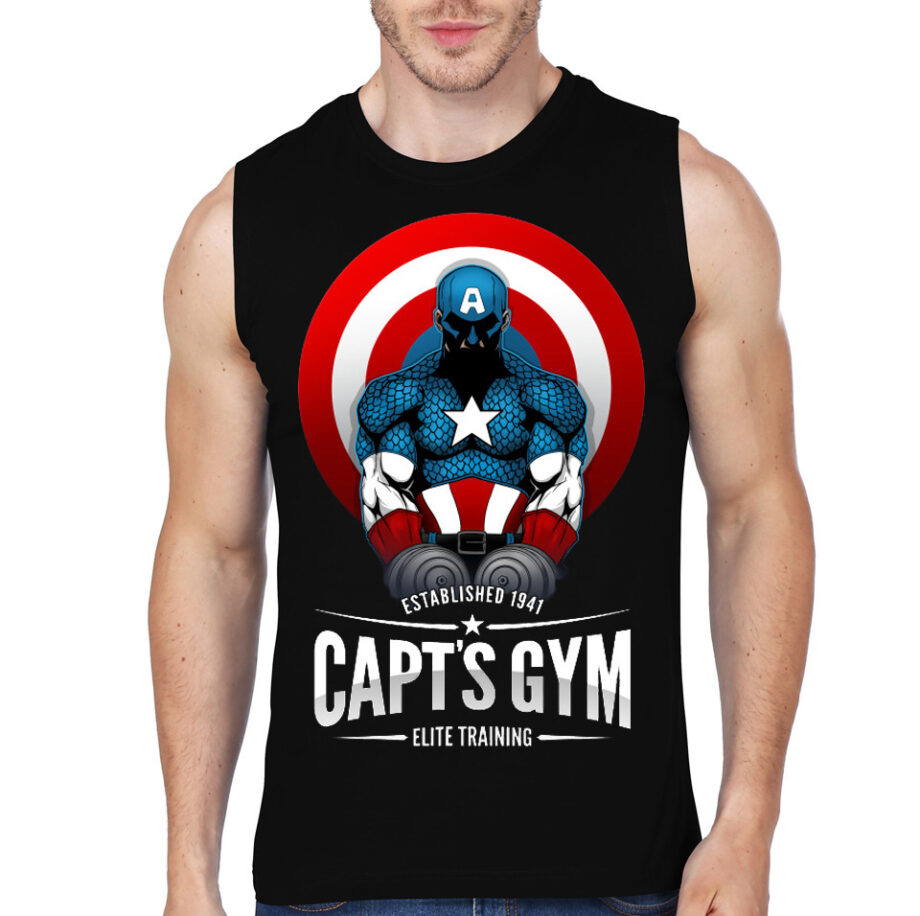 Captain America Gym Black Vest