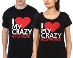 I love My Crazy Girlfriend/Boyfriend Couple Black T-Shirt