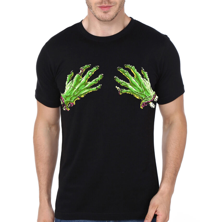 Zombie Squeezing Hands Black T-Shirt