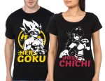 Her Goku / His Chichi Couples Black T-Shirt