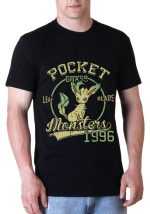 Pocket Monster Leaf Blade Black T-Shirt