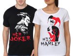 Her Joker / His Harley Couples Black&White T-Shirt