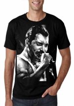 Retro Singer : Freddie Mercury Black T-Shirt