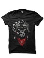 Smoking Ape On Adventure Black T-Shirt