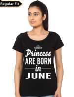 Princess Are Born In June Black T-Shirt