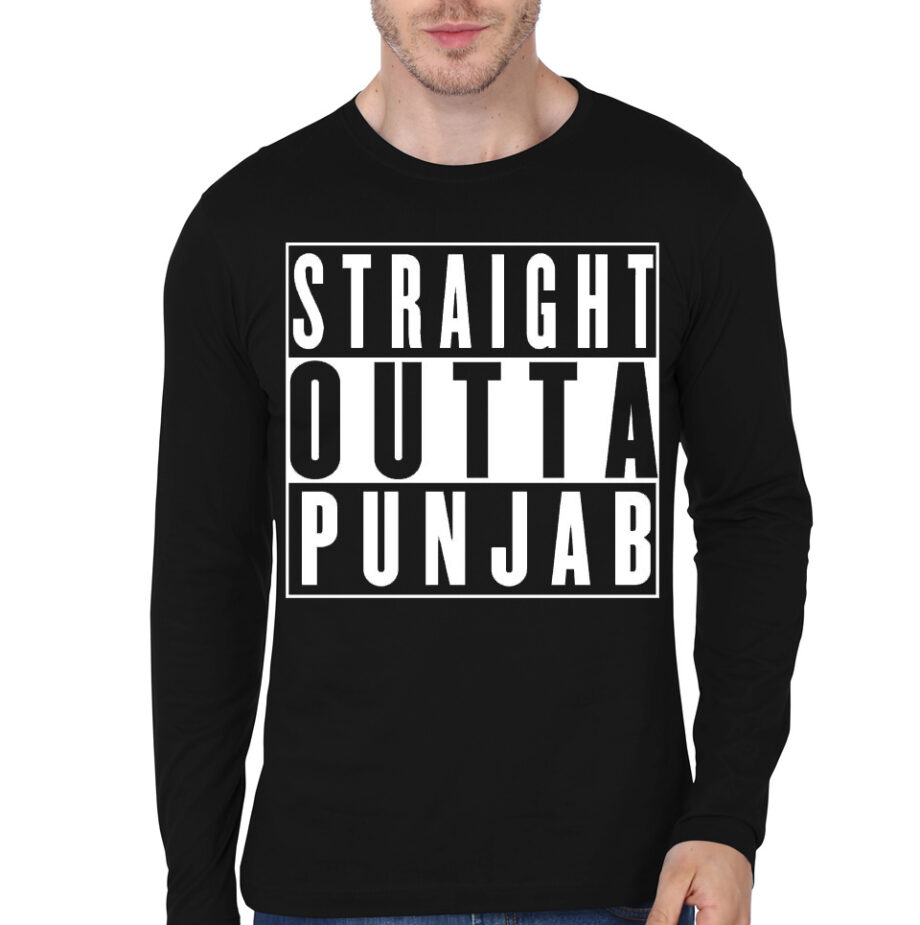 Straight Outta Punjab Black Full Sleeve T-Shirt