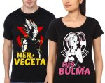 Her Vegeta / His Bulma Couple Black T-Shirt