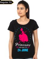 Princess Are Born In 24 June Black T-Shirt
