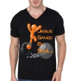 Jesus Saved My Soul Black V-Neck T-Shirt