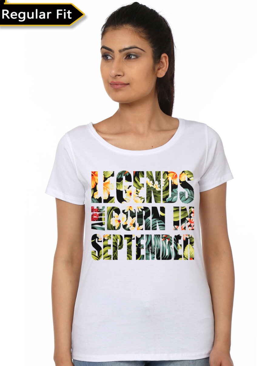 Legends Are Born In September Girl's White T-Shirt