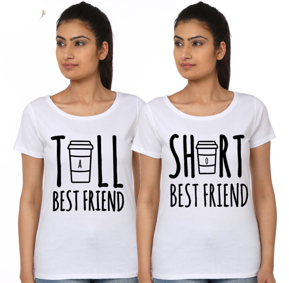 Tall Bestfriend / Short Bestfriend Girls White T-Shirt