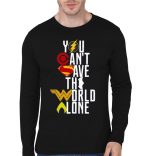 You Can't Save The World Alone Jucstie League Black Full Sleeve T-Shirt