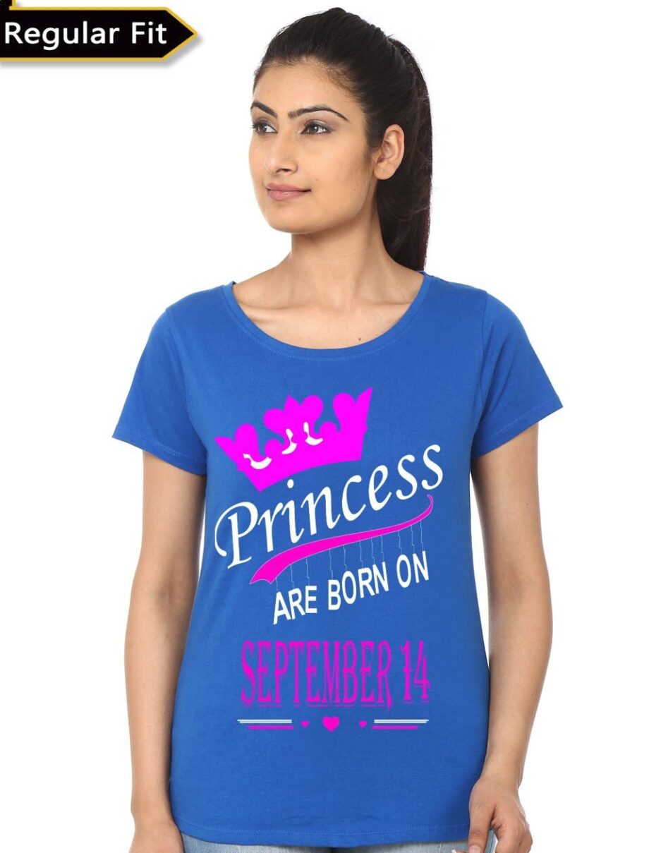 Princess Are Born In September 14 Girls T-Shirt