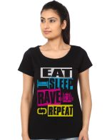 Eat Sleep Rave Repeat Black Girl's Top