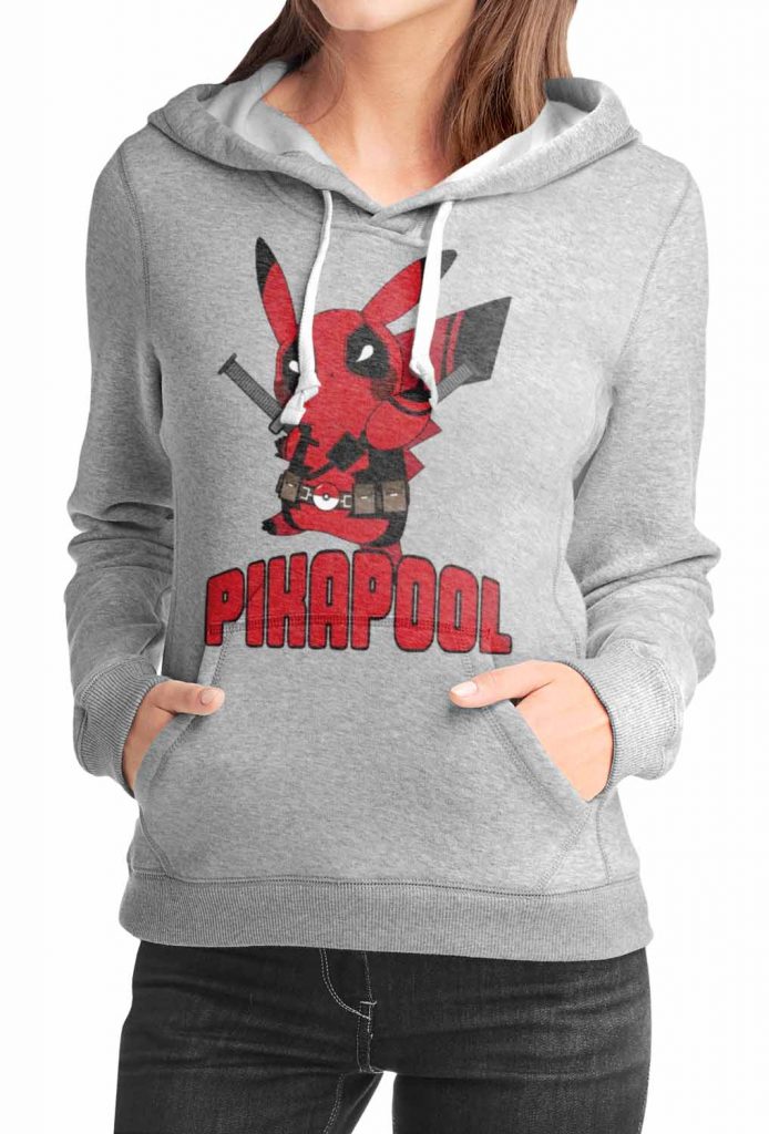 Pikachu Deadpool Grey Hoodie - Shark Shirts