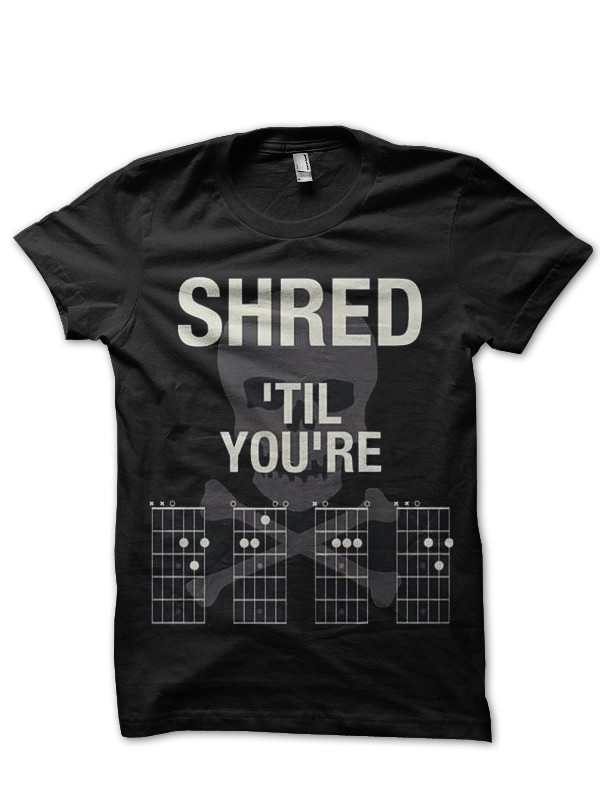 Shred Till You're Dead Guitar Chords Black T-Shirt - Shark Shirts
