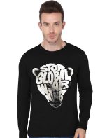 STOP GLOBAL WARMING Black Full Sleeve T-Shirt