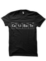 Celibate (Ce-Li-Ba-Te) Periodic Elements Spelling Black T-Shirt