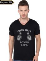 This Guy Loves Black V-Neck T-Shirt