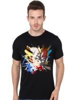 Vegeta Split Colours Black T-Shirt