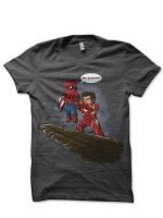 Tony And Spidey Charcoal Grey T-Shirt