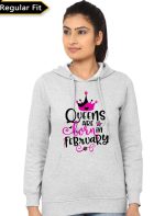 Queens Are Born In February Grey Hoodie