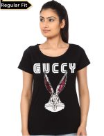 Guccy Bugs Bunny Girl's Black T-Shirt
