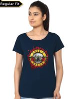 Guns And Roses Girl's Navy Blue Tee