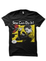 She Can Do It Black T-Shirt