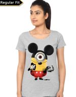 Mickey Minion Girl's Grey T-Shirt